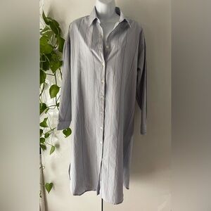 New Felicite blue striped cotton shirt dress
Rounded hem small
